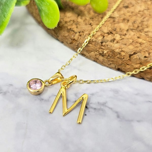 Delicate Initial And Birthstone Gold Vermeil Necklace