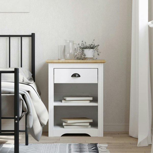 Berkfield Bedside Cabinet BODO Brown 53x38.5x66 cm Solid Wood Pine