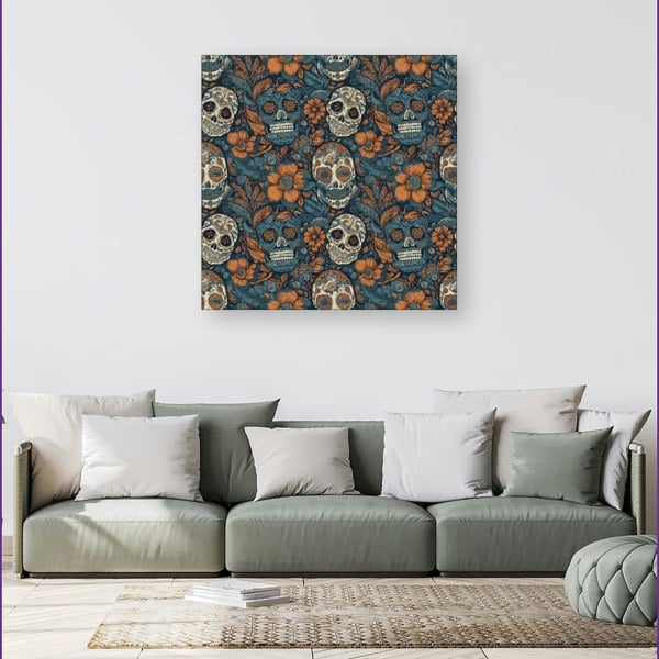 Warren Reed Dia De Los Muertos Skulls Pattern Canvas