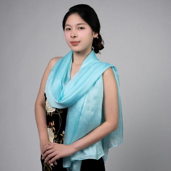 Ice Blue Silk Scarf – Hand-Dyed Mulberry Silk, Bridesmaid & Evening Wrap