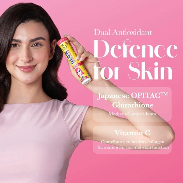 Glow Glutathione Tablets for Skin Brightening – Strawberry & Lemon Flavour, Pack of 1