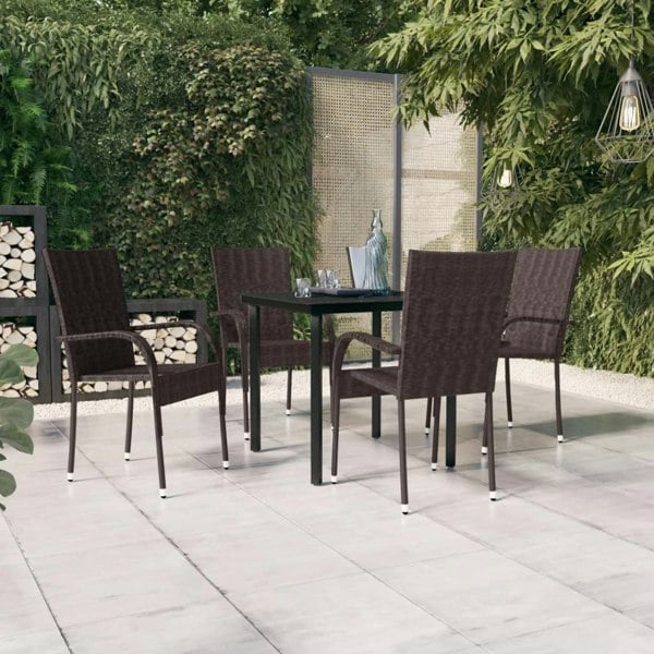 Berkfield 5 Piece Outdoor Dining Set Brown and Black