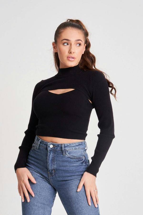 Urban Bliss 2in1 Long Sleeve Crop Jumper & Vest Set