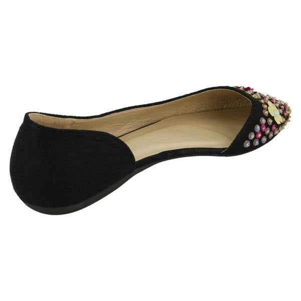 Spot On Ladies Spot On Sequin Ballerinas With Flower Detail F80374