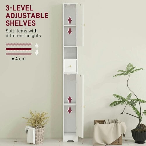 Wyld Haus Extra Tall Bathroom Storage Cabinet With Arched Doors White 185cm