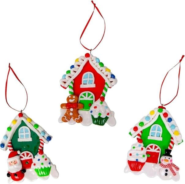 Multicolour Ceramic Christmas Hanging Decorations in 3 or 12 Pack Sizes for Trees and Displays image 3