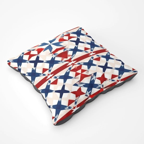 Warren Reed American Flag Abstract Pattern Floor Cushion