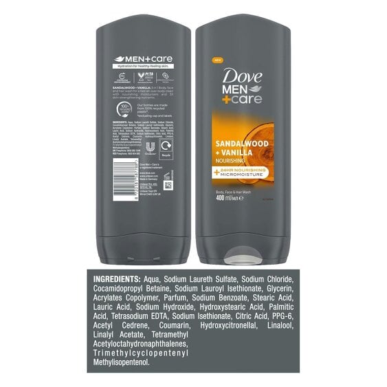 Dove Men+Care Sensitive 3-in-1 Hair, Face and Body Wash 3x400ml