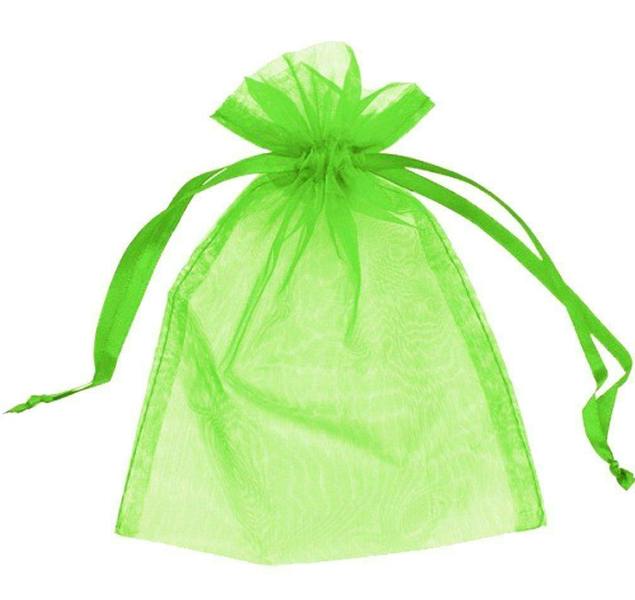 Shatchi 15cm Green Organza Gift Bags, 10 Pack Drawstring Pouches for Favours and Treats