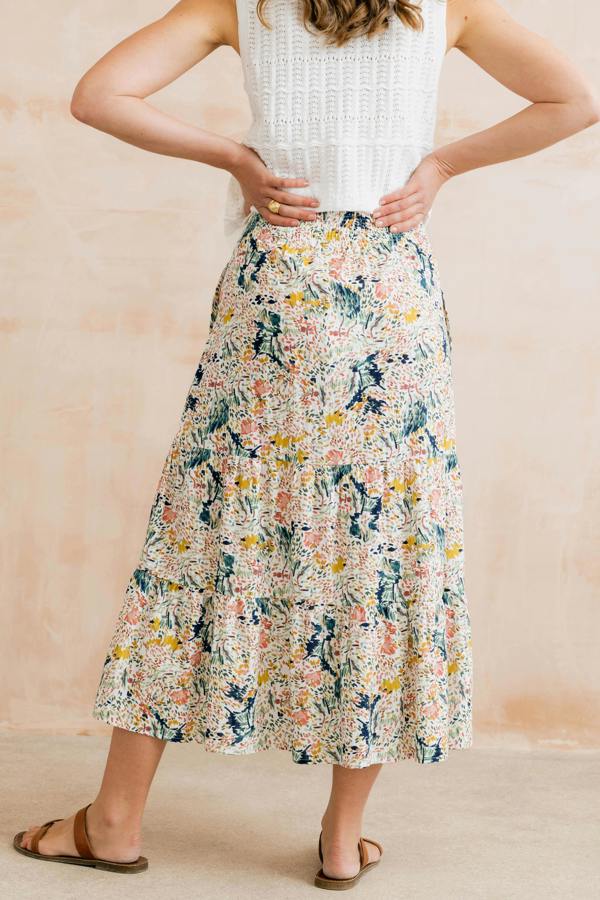 Lily & Me Evie Organic Cotton Ditsy Printed Midi Skirt