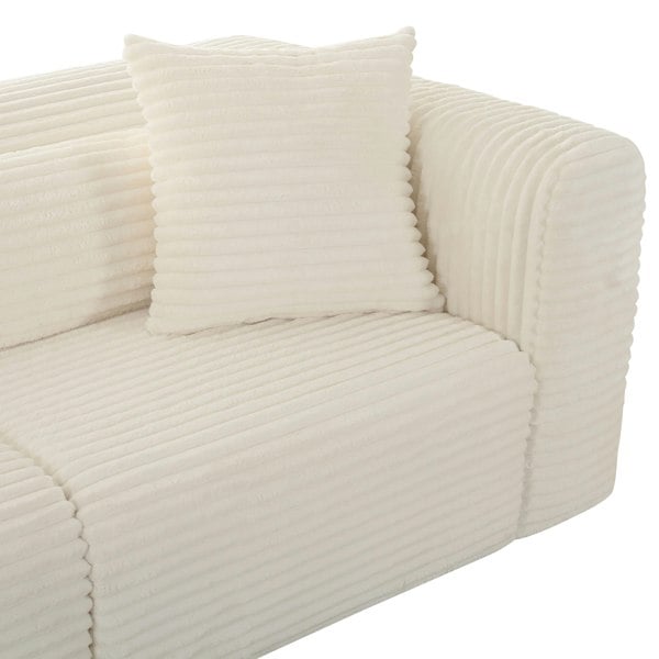 Furniture Edit Tarra Fluffy Oversized Cream Corduroy Modular Sofa