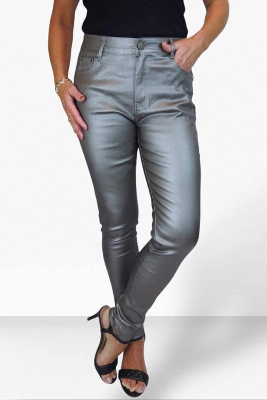 Paulo Due Womens Skinny Coated Leather Look Jeans