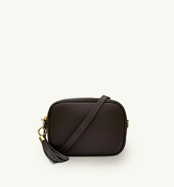 Apatchy London The Tassel Chocolate Leather Crossbody Bag