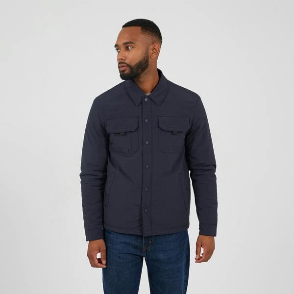 Brave Soul Navy Borg Lined Zip-Up Shacket - Navy Image 1