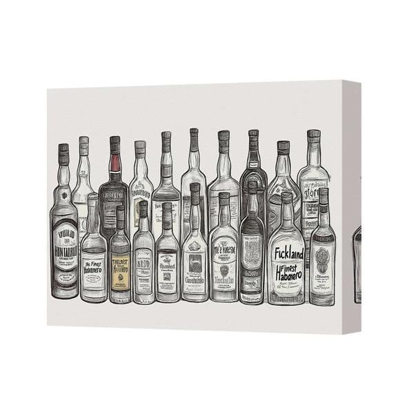 Benjamin Tate Design Liquor Bottles Canvas Wall Art Print For Kitchen Decor