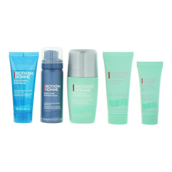Biotherm Homme Aquapower 5 Piece Gift Set: Deodorant Roll-On 75ml - Cleanser 40ml - Shower Gel 40ml - Shaving Foam 50ml - Face CGel20ml