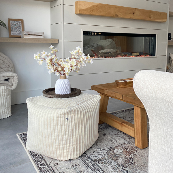 rucomfy Indoor Jumbo Cord Bean Bag Footstool - Cube Pouffe