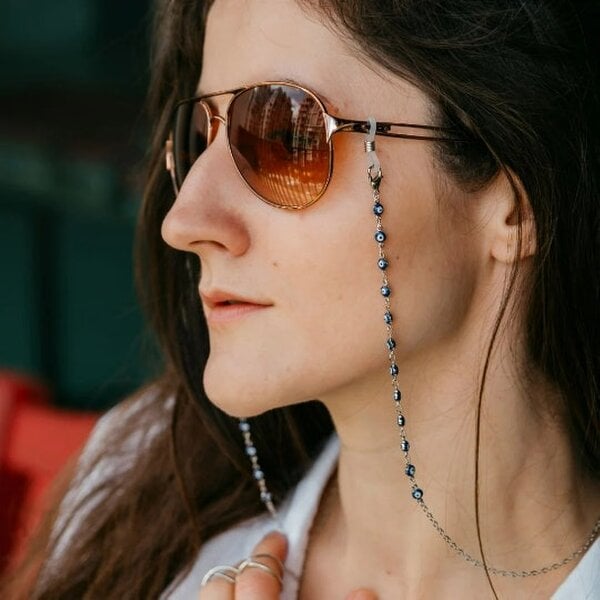 The Colourful Aura Gold Blue Evil Eye Protection Summer Turkish Reading Eyeglass Chain Lanyard