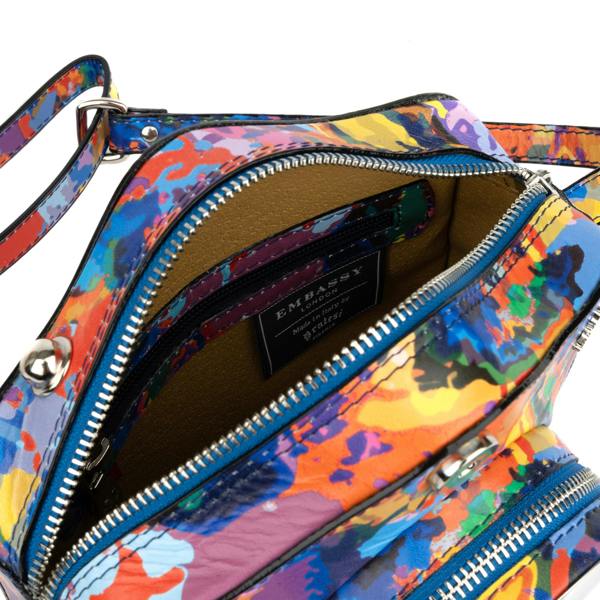 Embassy London Snapshot - Summer Colours - Camera shaped cross-body bag in Summer Colours pattern leather