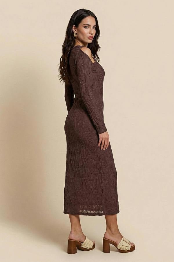 Urban Bliss Textured Cut Out Trim Midi Dress