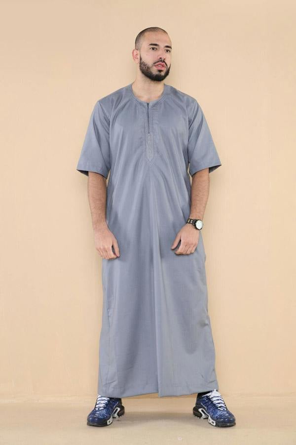 Infinity Leather Mens Thobe Jubba Islamic Arab Moroccan Saudi Zipped Kaftan Arab Robe