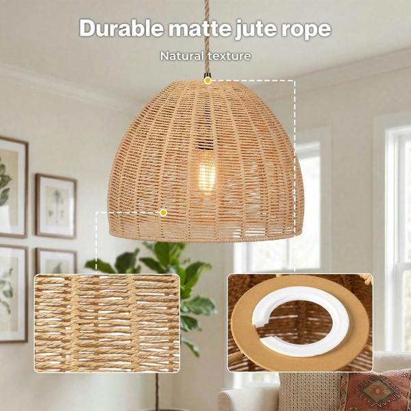 Emitto Ceiling Light Shade Pendant Woven Lampshade Natural Lightshade Easy Fit