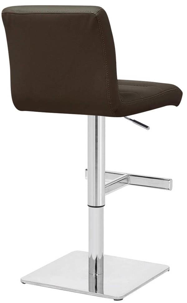 Lamboro Luscious Kitchen Bar Stool, Chrome Footrest & Square Base, Height Adjustable Swivel Gas Lift, Breakfast Bar & Home Barstool, Brown