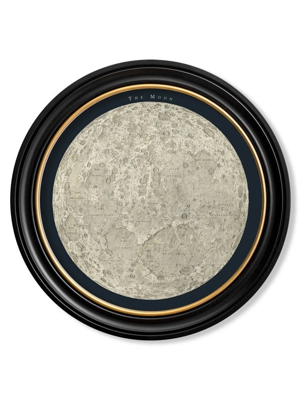 Exceptional Art c.1800's Map of the Moon - Round