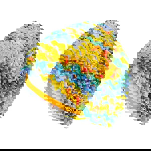 Colorful Fashy Frilly Swim Cap with ruffled plastic and yellow band