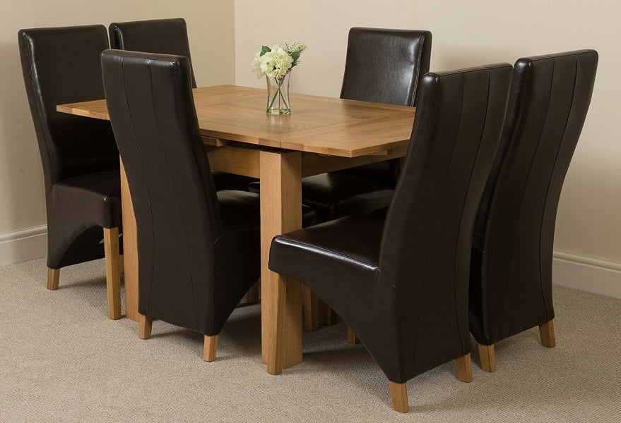That's Furniture Richmond Small Extending Oak Dining Set with Lola Leather Chairs