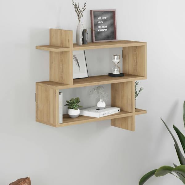 Decortie Paralel Wall Mounted Modern Bookcase Display Unit 2-Tier Sleek Design 70x22x66 cm