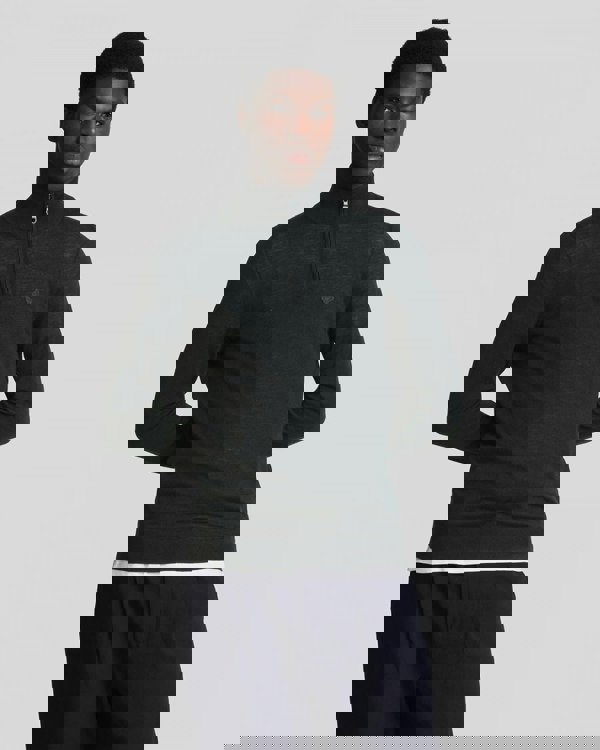 Lyle & Scott Tonal Eagle Merino Mens Quarter-Zip Jumper - Z865 Jet Black