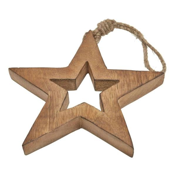 Hill Interiors Wooden Star Hanging Ornament - Brown - 