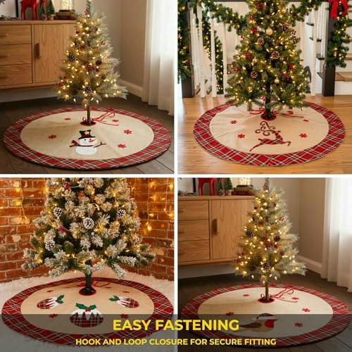 86cm Christmas Tree Skirt Set of 4 Printed Festive Tree Base Covers for Seasonal Home Decor image 7