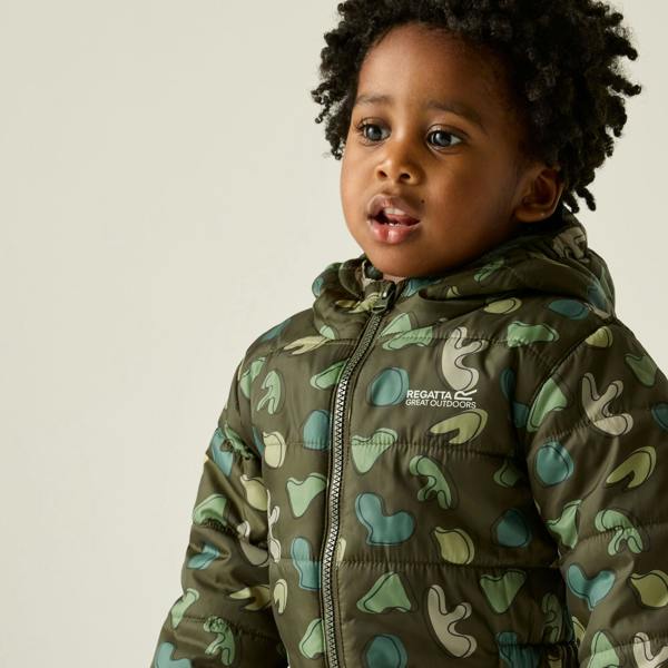 Regatta Childrens/Kids Penrose Splodge Quilted Puddle Suit - Dark Khaki - 