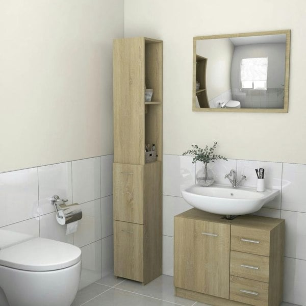 Berkfield Bathroom Cabinet Sonoma Oak 25x26.5x170 cm Engineered Wood