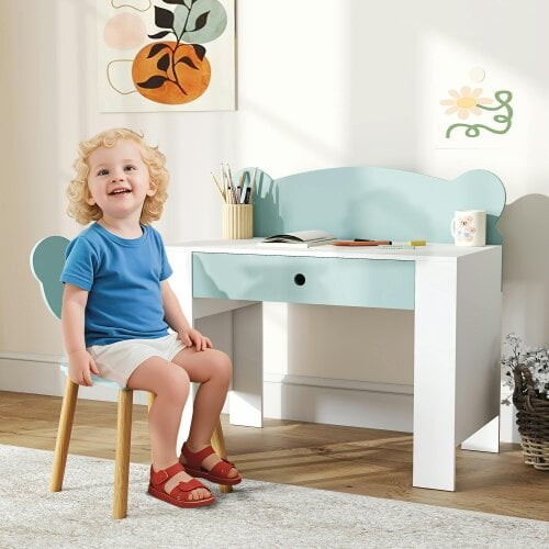 AIYAPLAY Kids Desk and Chair Set, Children Writing Table with Drawer