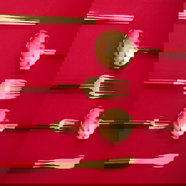 6 Piece Cutlery Set, Red-Weilai-Weilai Concept