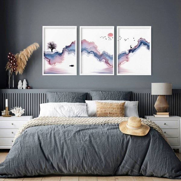 Pictures for bedroom | set of 3 Japanese wall art prints