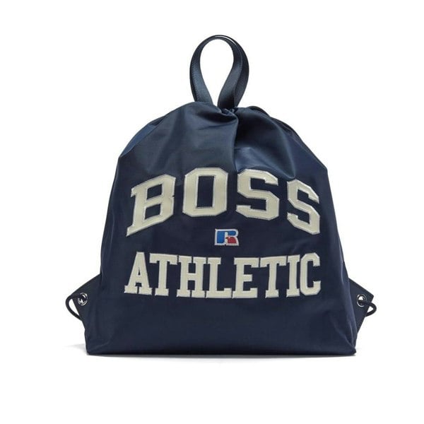 Hugo Boss Leather Drawstring Bag - Navy
