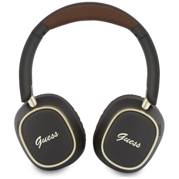 Guess Rectangle Metal Script Logo ENC On Ear Wireless Headphone Brown - GUBHV28HGCSMW