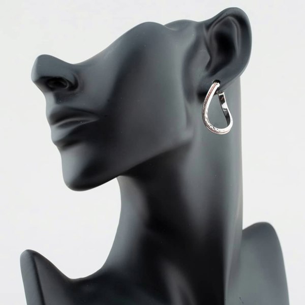 T. H. Baker Sterling Silver Rose Stardust Textured Creole Earrings 8.51.2059