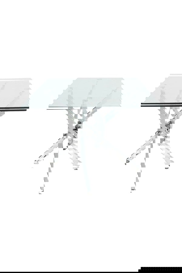 Living and Home Modern Rectangle Clear Tempered Glass Top Coffee Table with Chrome Legs