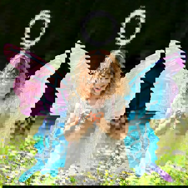 deAO Toys Light Up Multi colour Lights Original shape Butterfly Fairy Wings with Adjustable Straps For Children