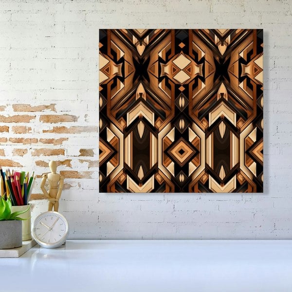 Warren Reed Black And Brown Intricate Pattern Canvas