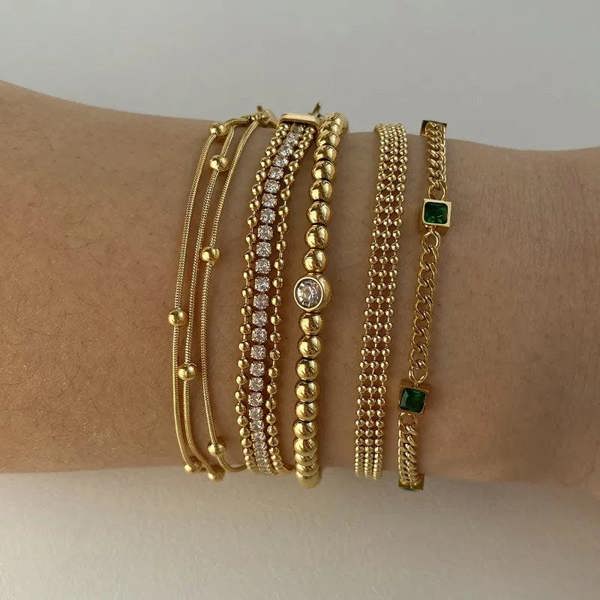 Elk & Bloom 14K Gold Double Tennis Satellite Bracelet
