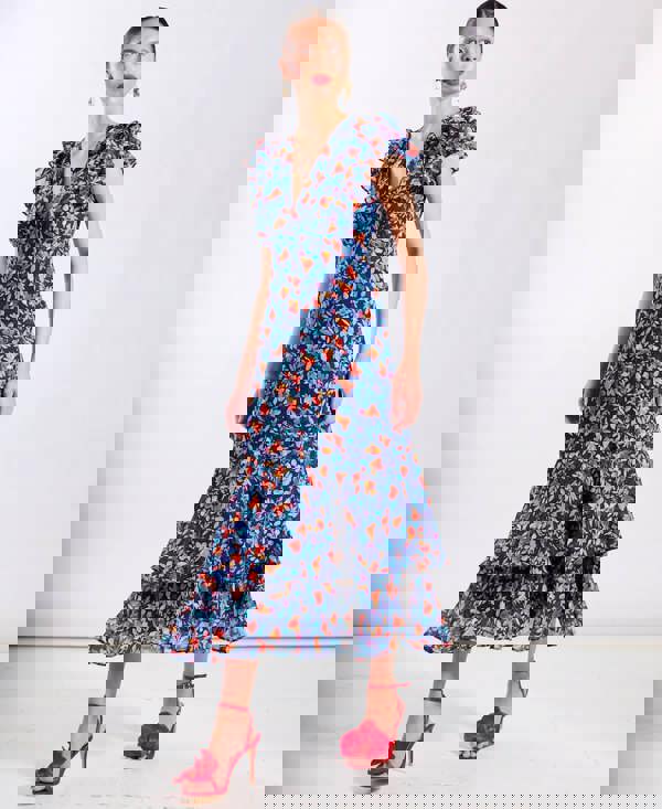 Blue Floral Occassion Dress