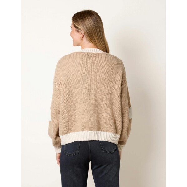 Blue Vanilla Contrast Trim Sheep Knit Cardigan
