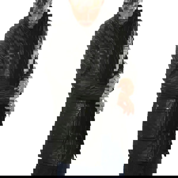 Leather Company Men's Lambskin Leather Stand Collar Field Jacket