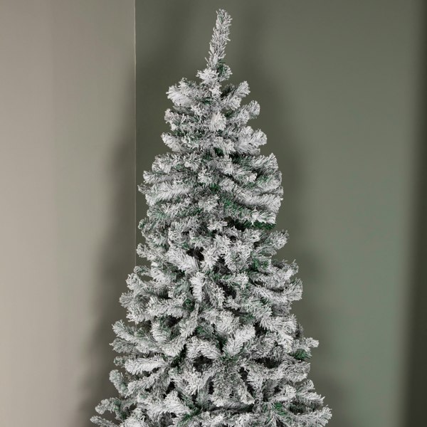 Samuel Alexander 8ft (2.4m) Snow Flocked Artificial Christmas Tree with Green Metal Stand and 1017 Tips